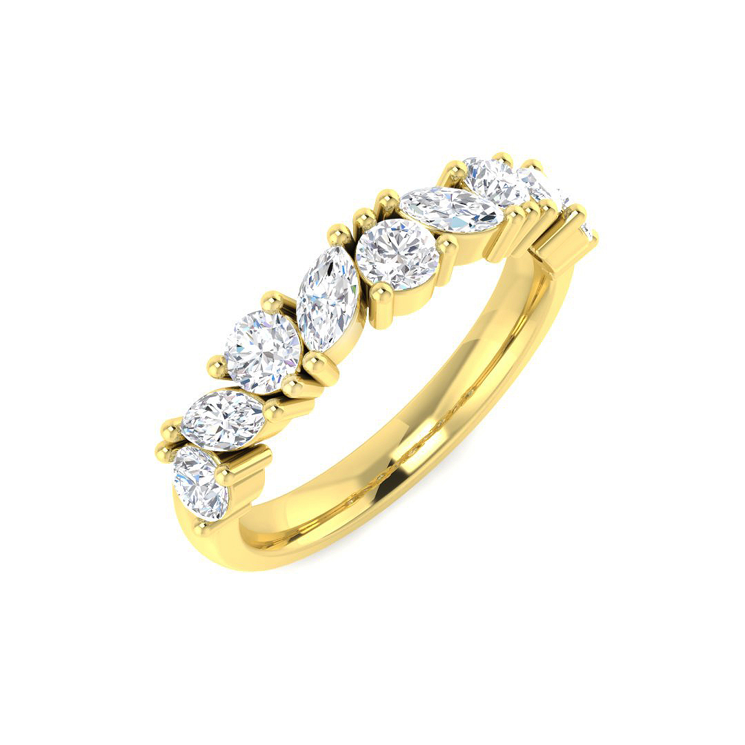 0.87ct Lab-Grown Diamond Half Eternity Ring in 9K Yellow Gold