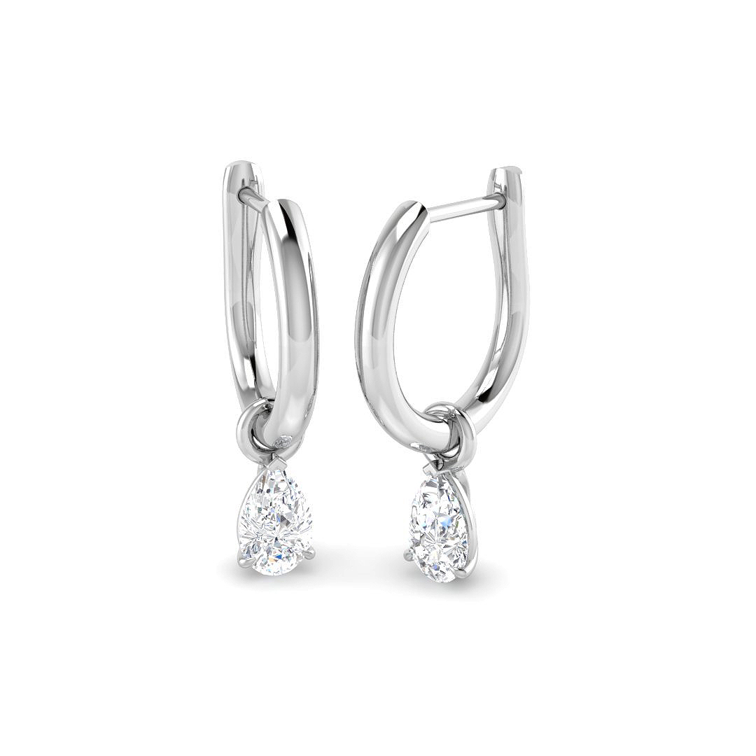 0.44ct Lab-Grown Diamond Drop & Trilogy Earrings in 9K White Gold