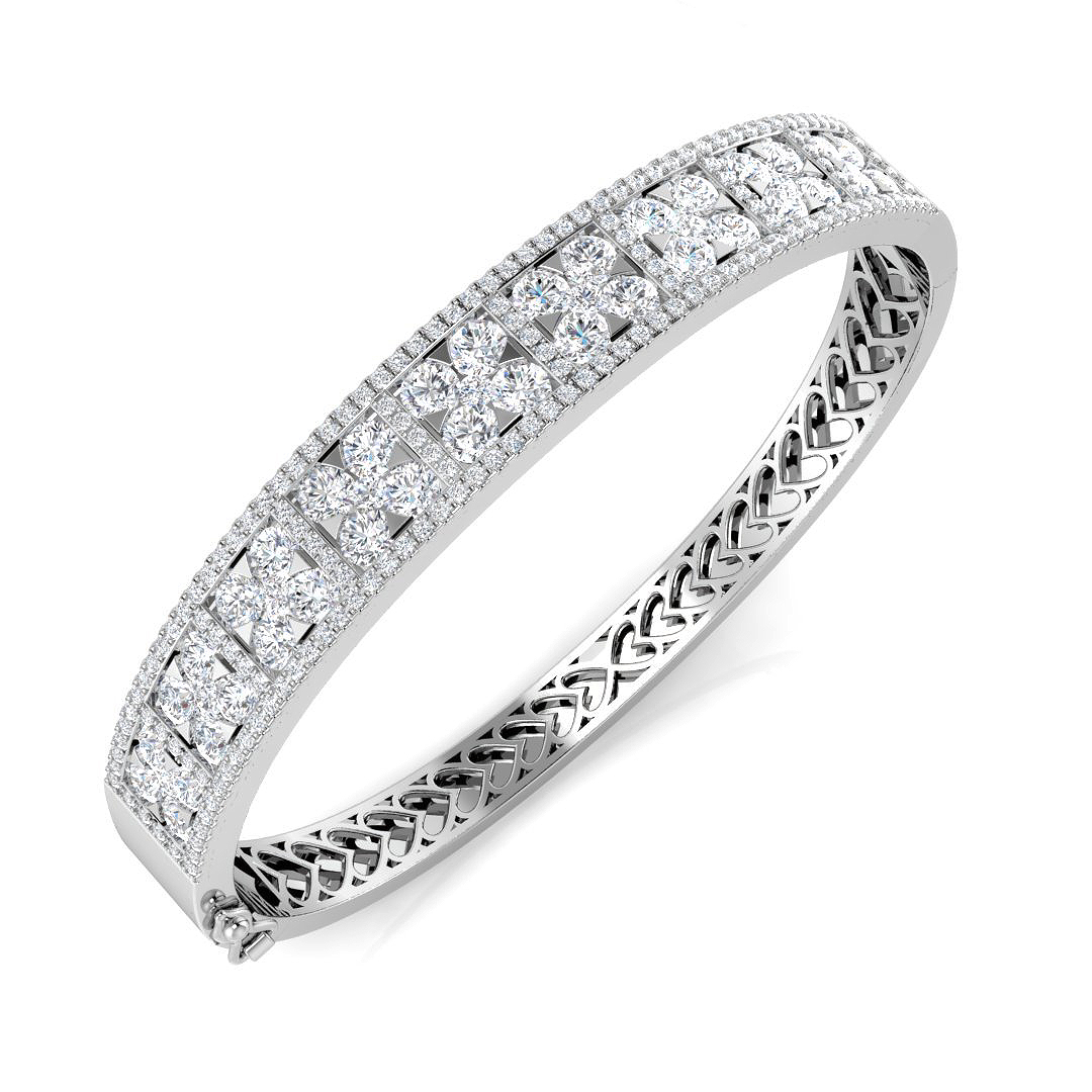 6.14ct Natural Diamond Fancy Bangle in 18K White Gold