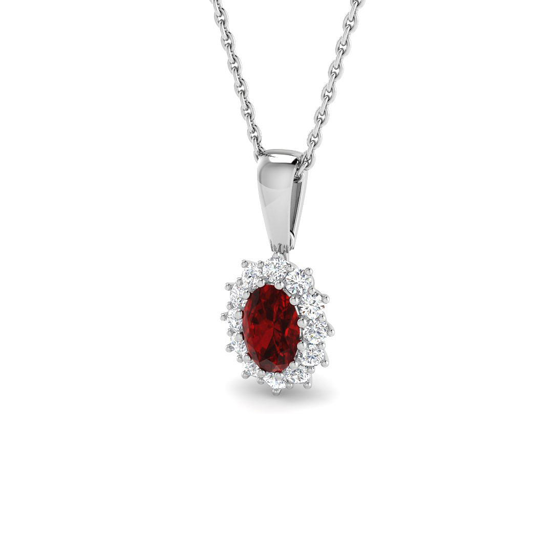 Ruby Pendant in 9K White Gold