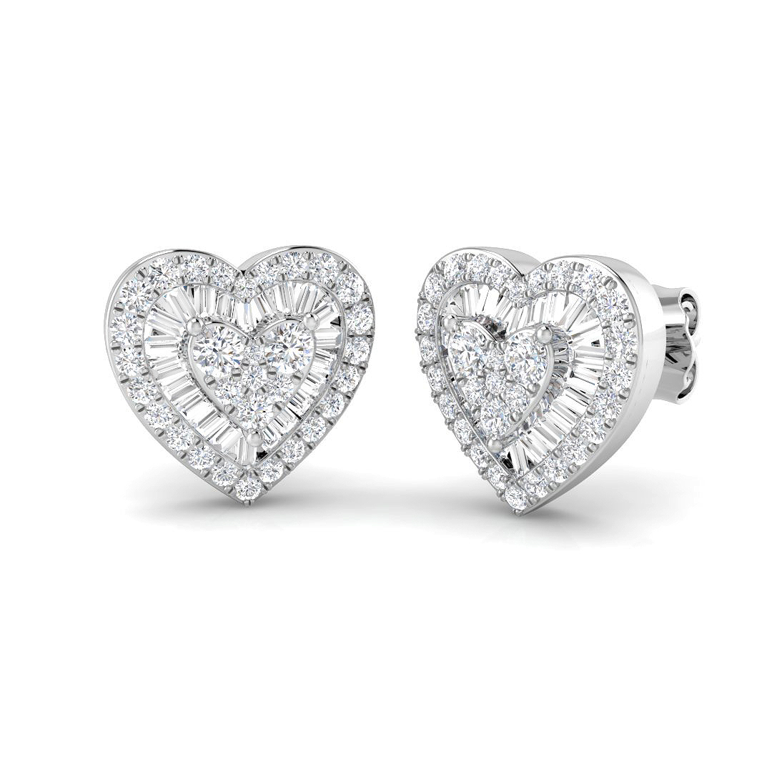 0.73ct Natural Diamond Heart Earrings in 9K White Gold