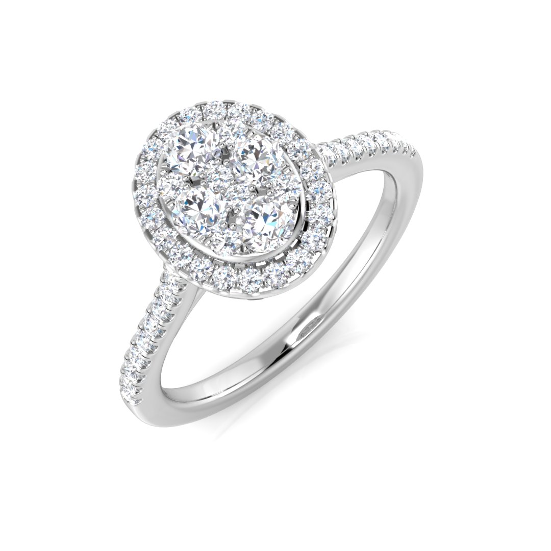 0.55ct Natural Diamond Cluster Ring in 9K White Gold