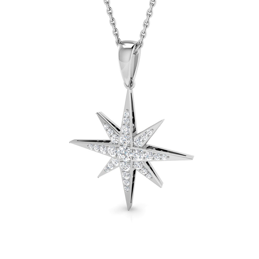 0.25ct Natural Diamond Shape Pendant in 9K White Gold