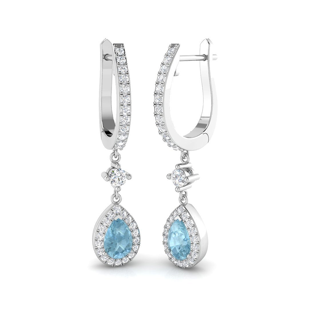 Aquamarine Earrings in 18K White Gold