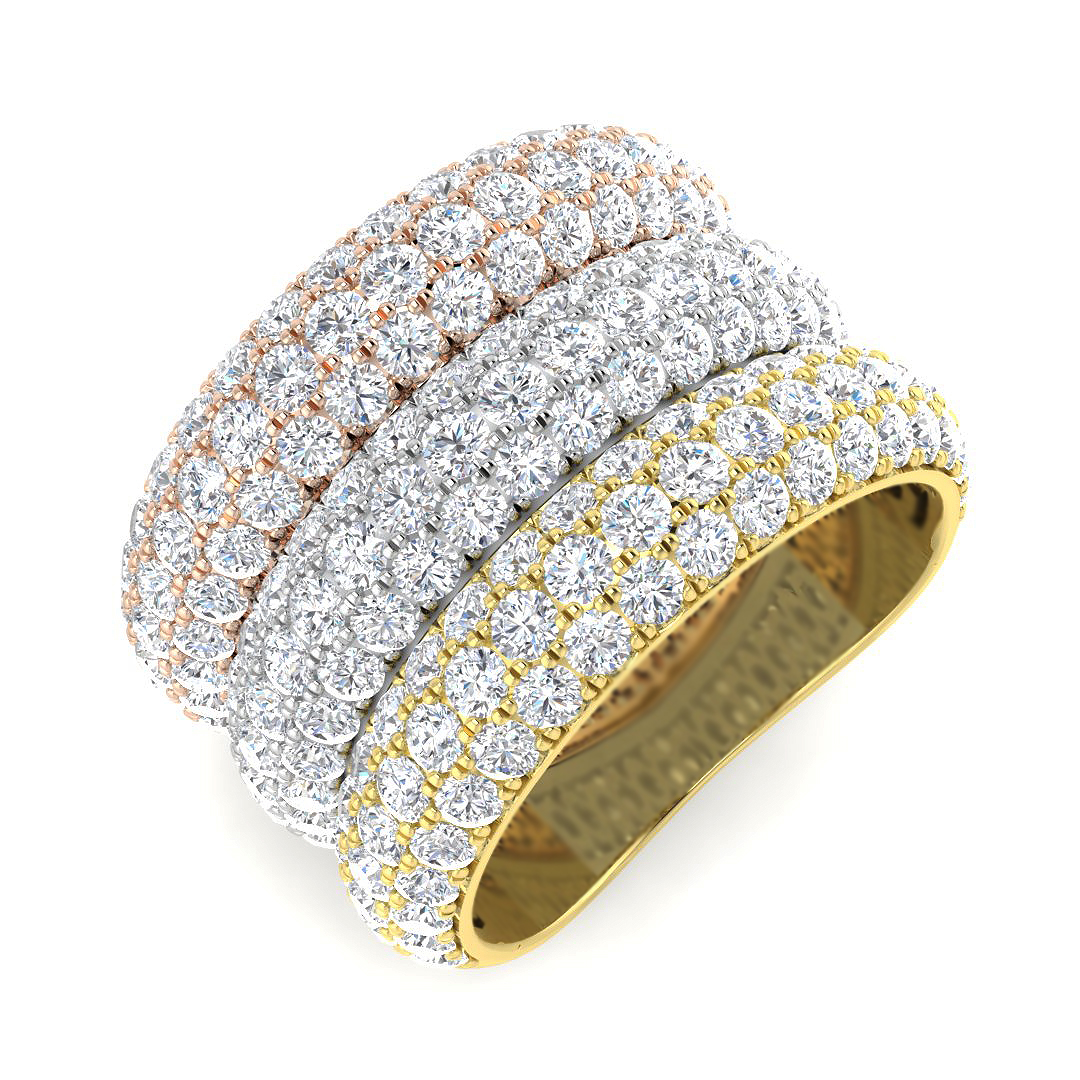 4.69ct Lab-Grown Diamond Pave Ring in 9K 3 TONE