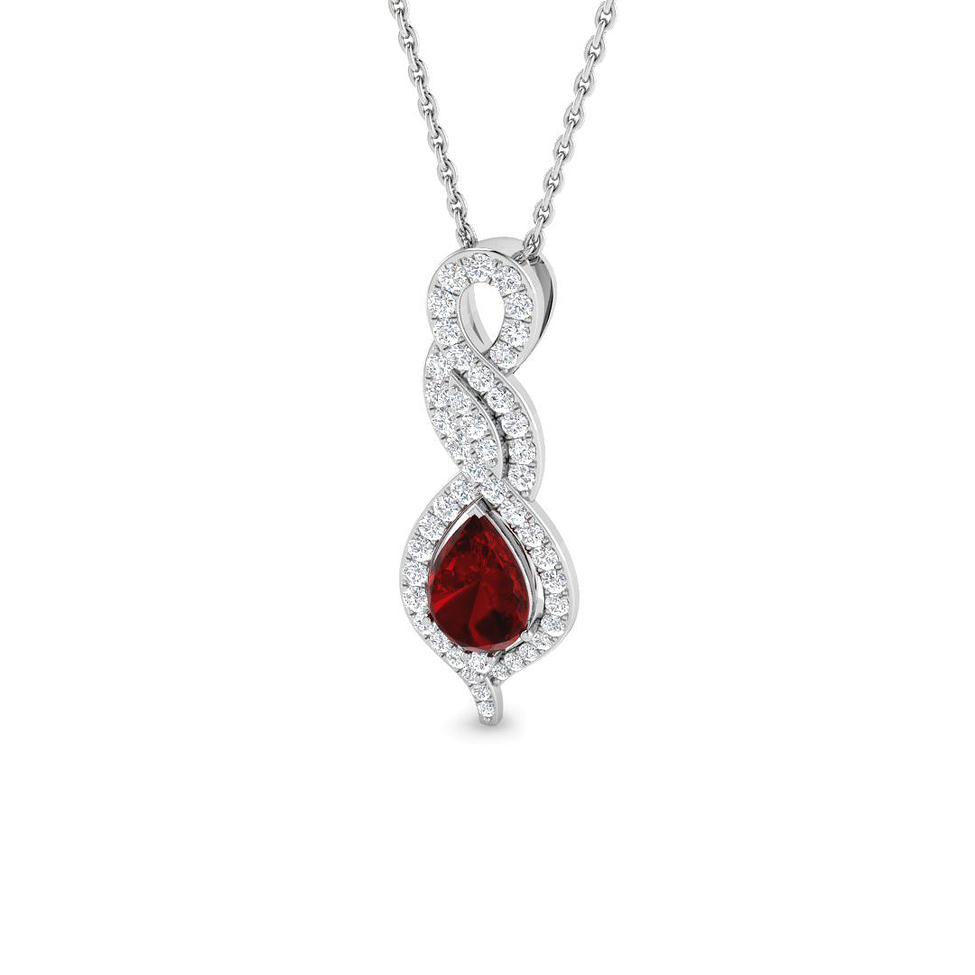Ruby Pendant in 9K White Gold