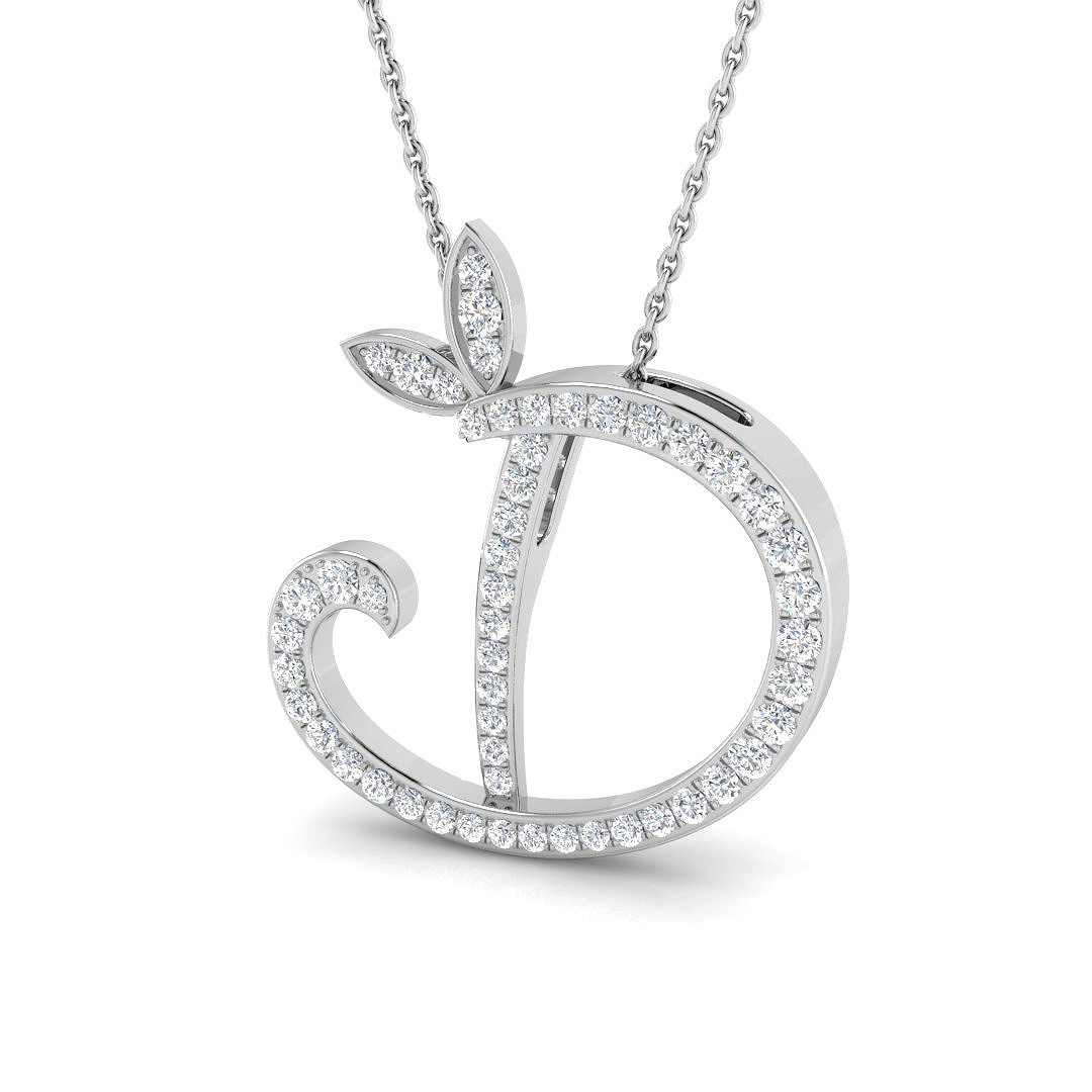 0.38ct Natural Diamond Initials Pendant in 9K White Gold