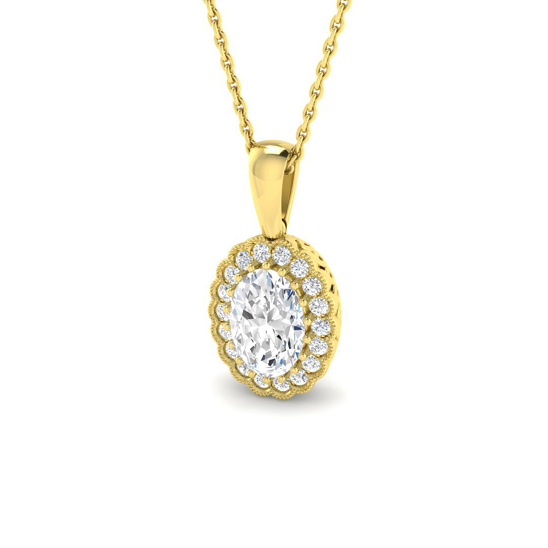 1.18ct Lab-Grown Diamond Vintage Pendant in 9K Yellow Gold