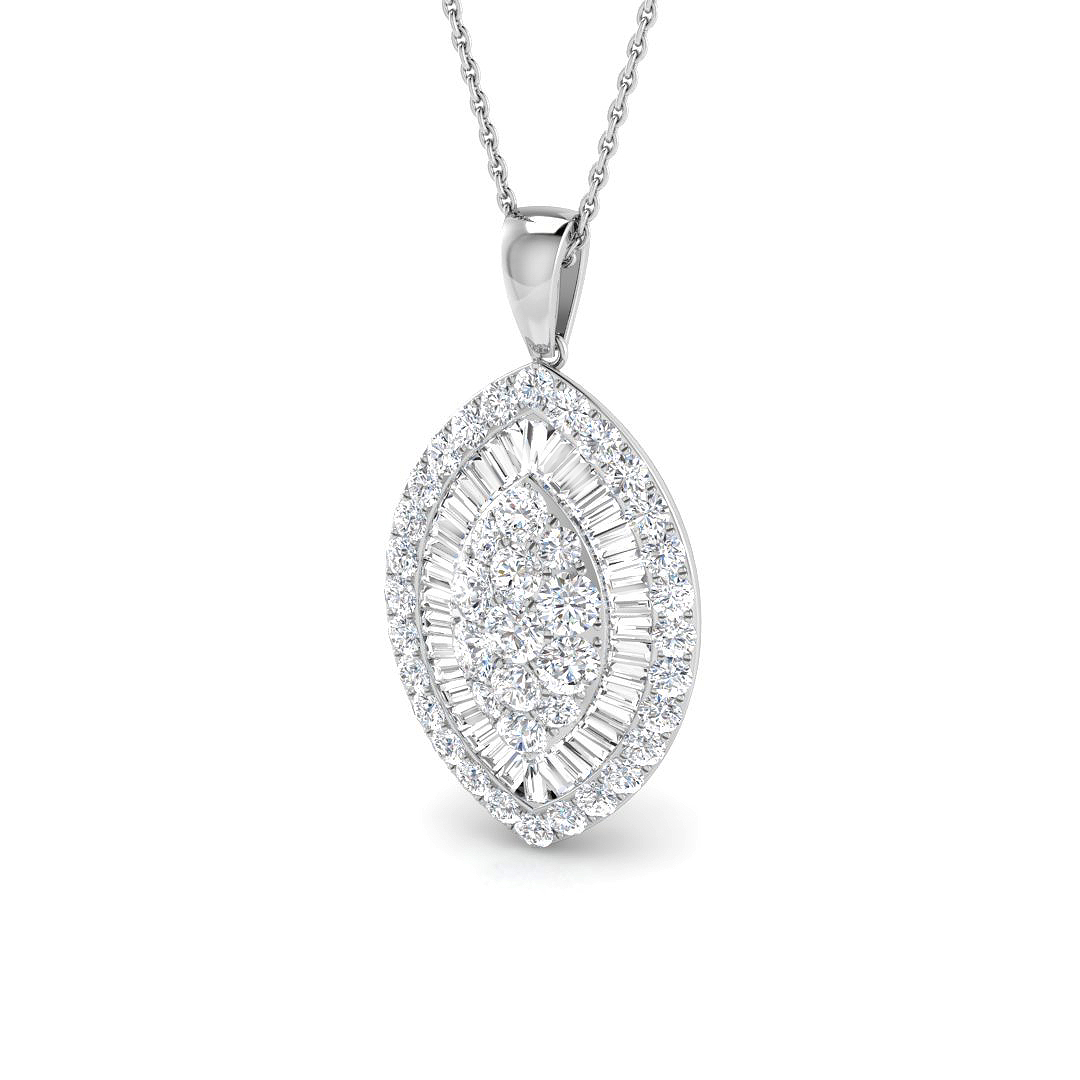2.39ct Natural Diamond Baguette & Brilliant Pendant in 18K White Gold