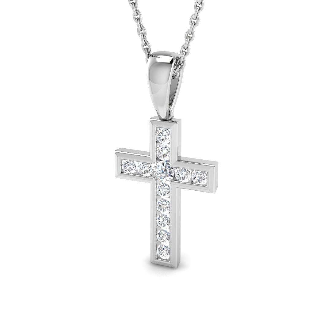 0.24ct Lab-Grown Diamond Cross Cross Pendant in 9K White Gold