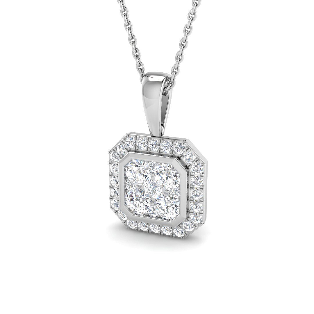 0.79ct Lab-Grown Diamond Cluster Pendant in 9K White Gold