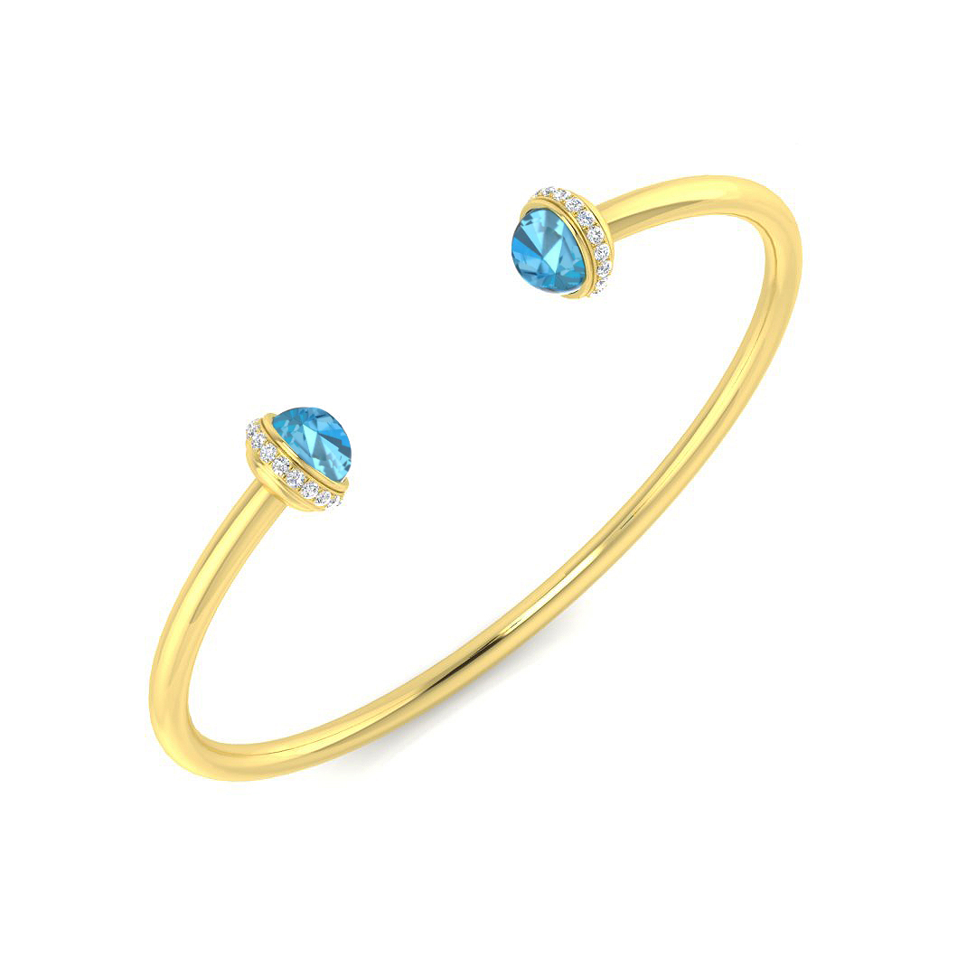 Gemstone Torque Bangle in 9K Yellow Gold