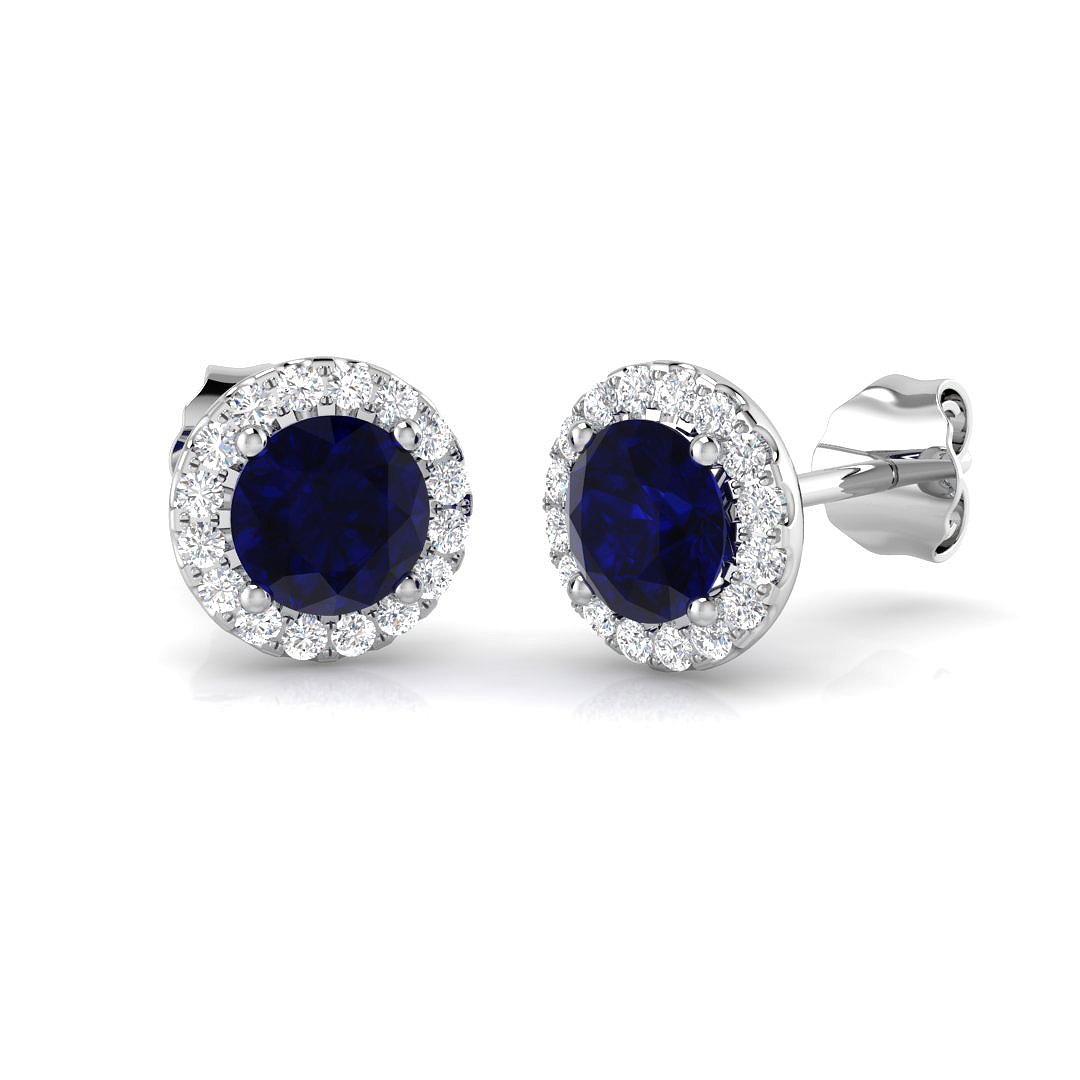 Halo Earrings in 18K White Gold