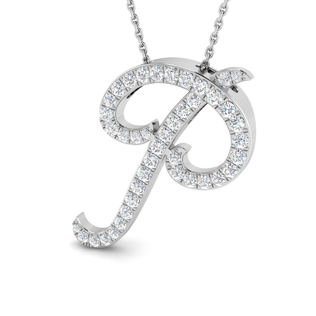 0.60ct Natural Diamond Initials Necklace in 9K White Gold