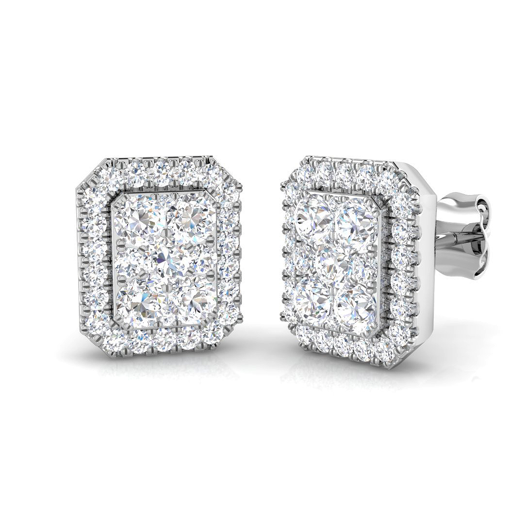 0.99ct Lab-Grown Diamond Cluster Earrings in 9K White Gold