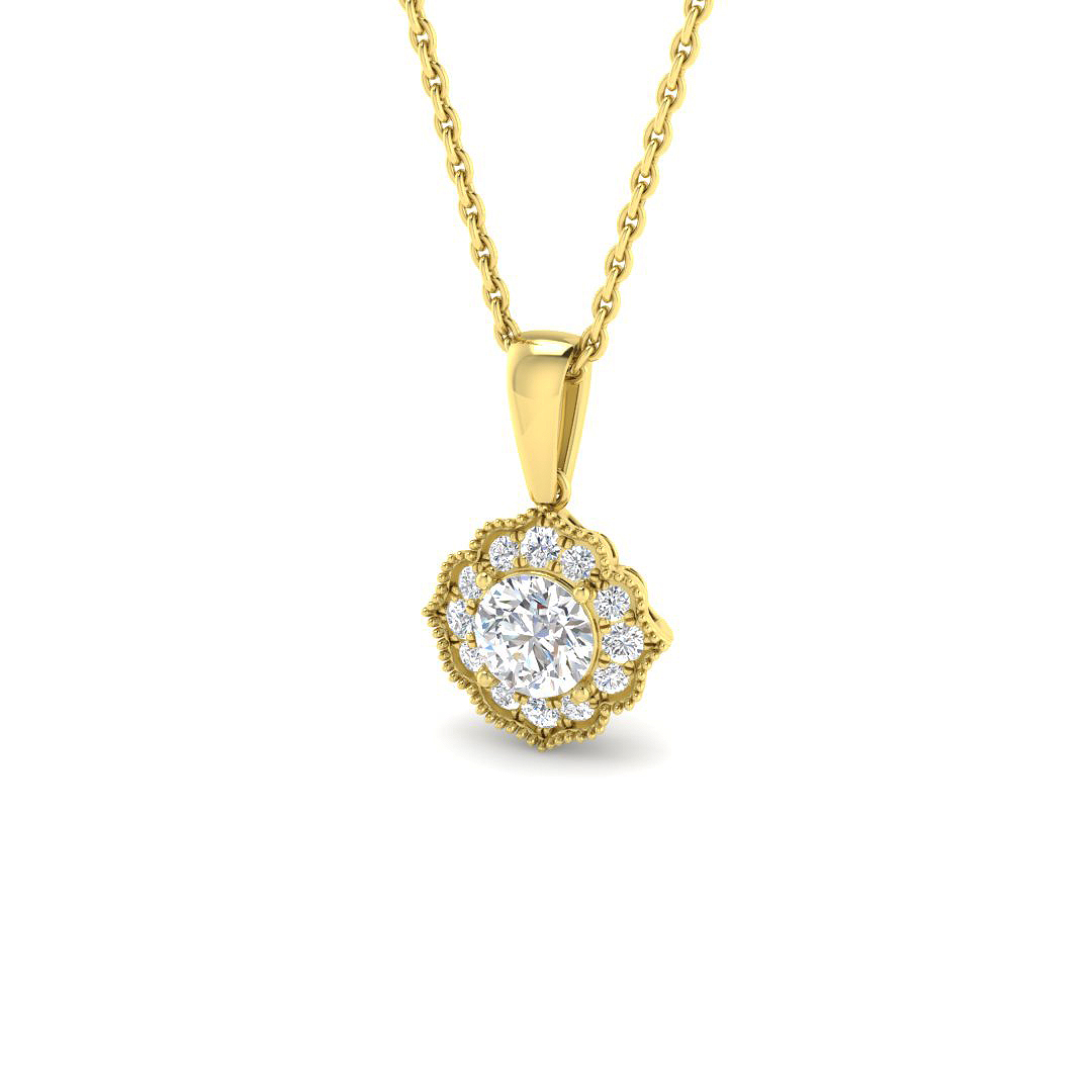 0.51ct Natural Diamond Necklace Pendant in 9K Yellow Gold