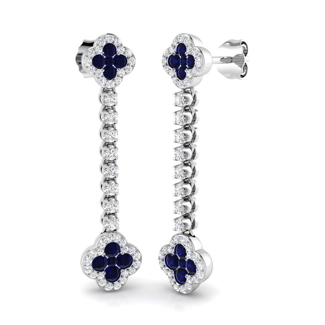 Blue Sapphire Earrings in 18K White Gold