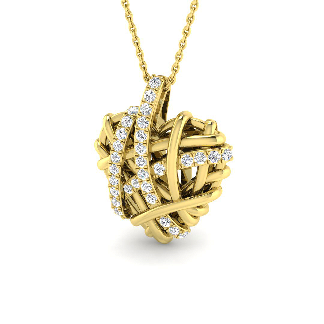 0.38ct Natural Diamond Heart Pendant in 9K Yellow Gold