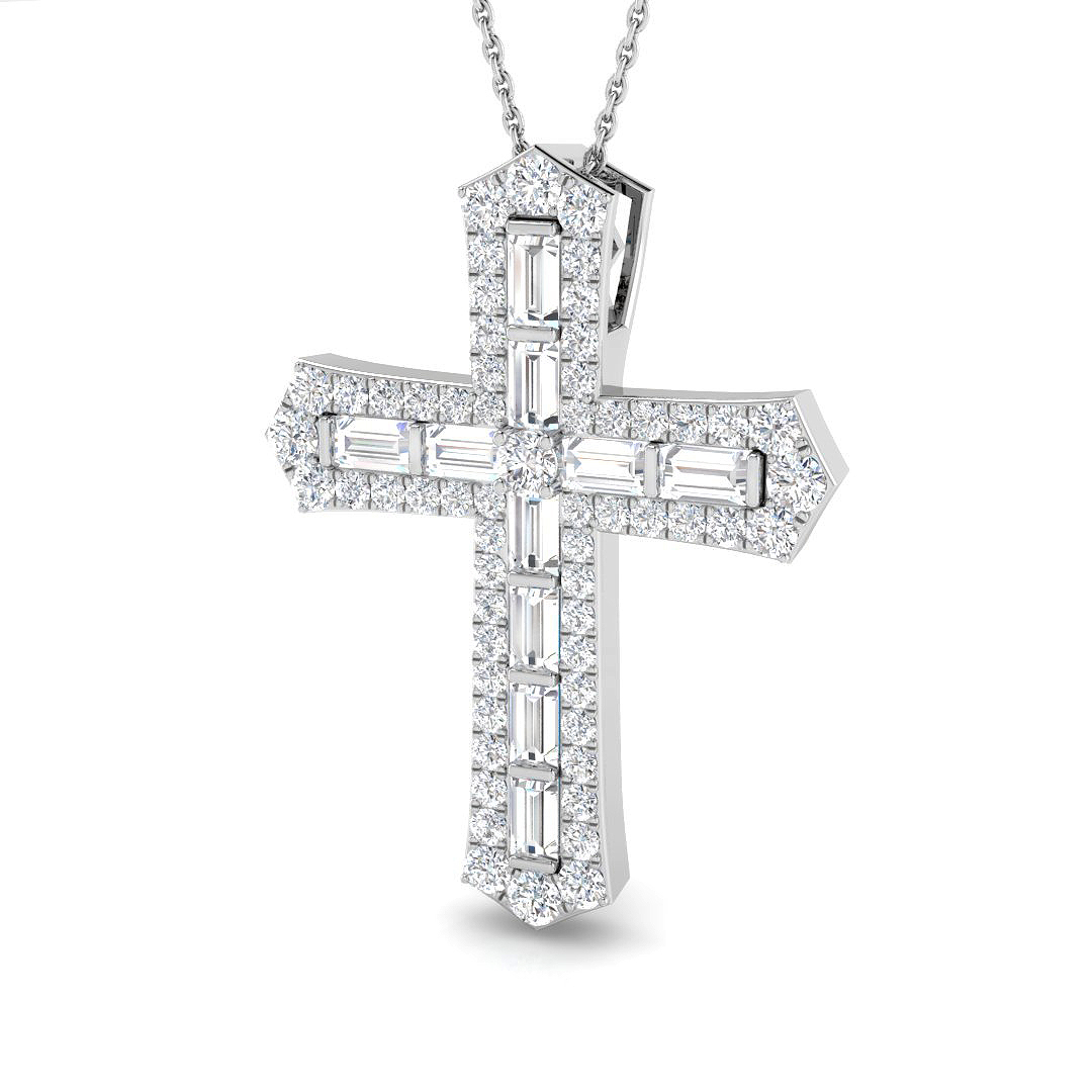 1.89ct Natural Diamond Cross Cross Pendant in 9K White Gold