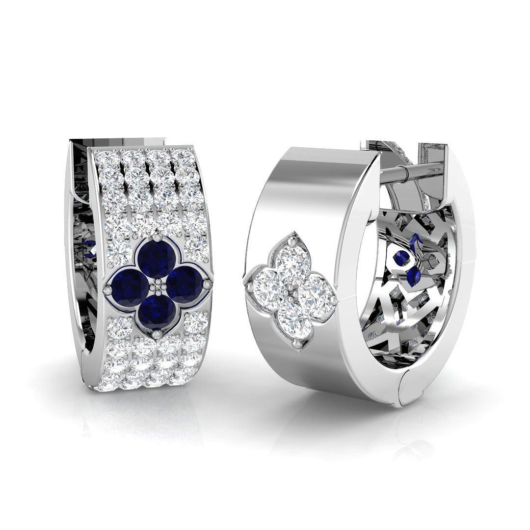 Blue Sapphire Earrings in 18K White Gold