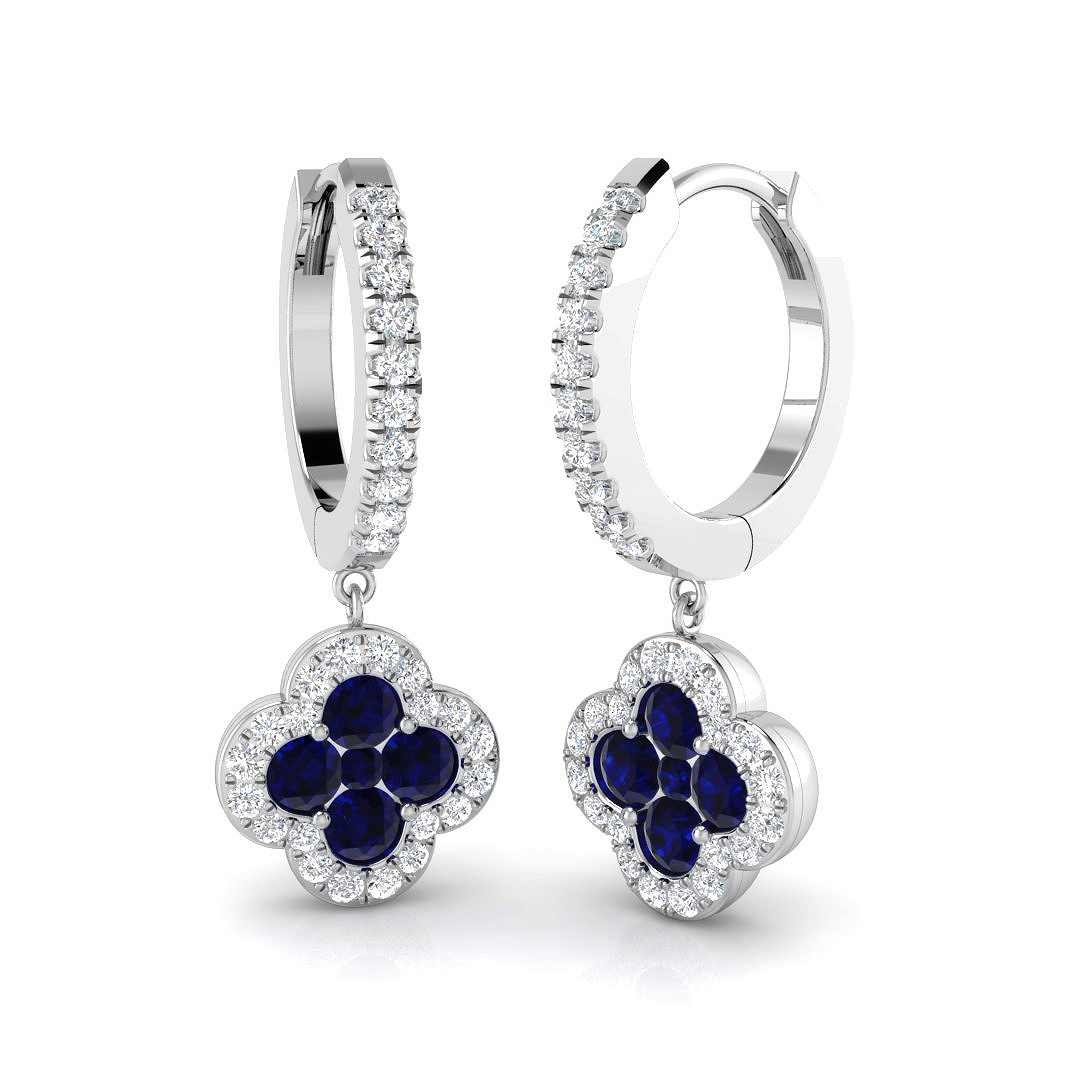Blue Sapphire Earrings in 18K White Gold