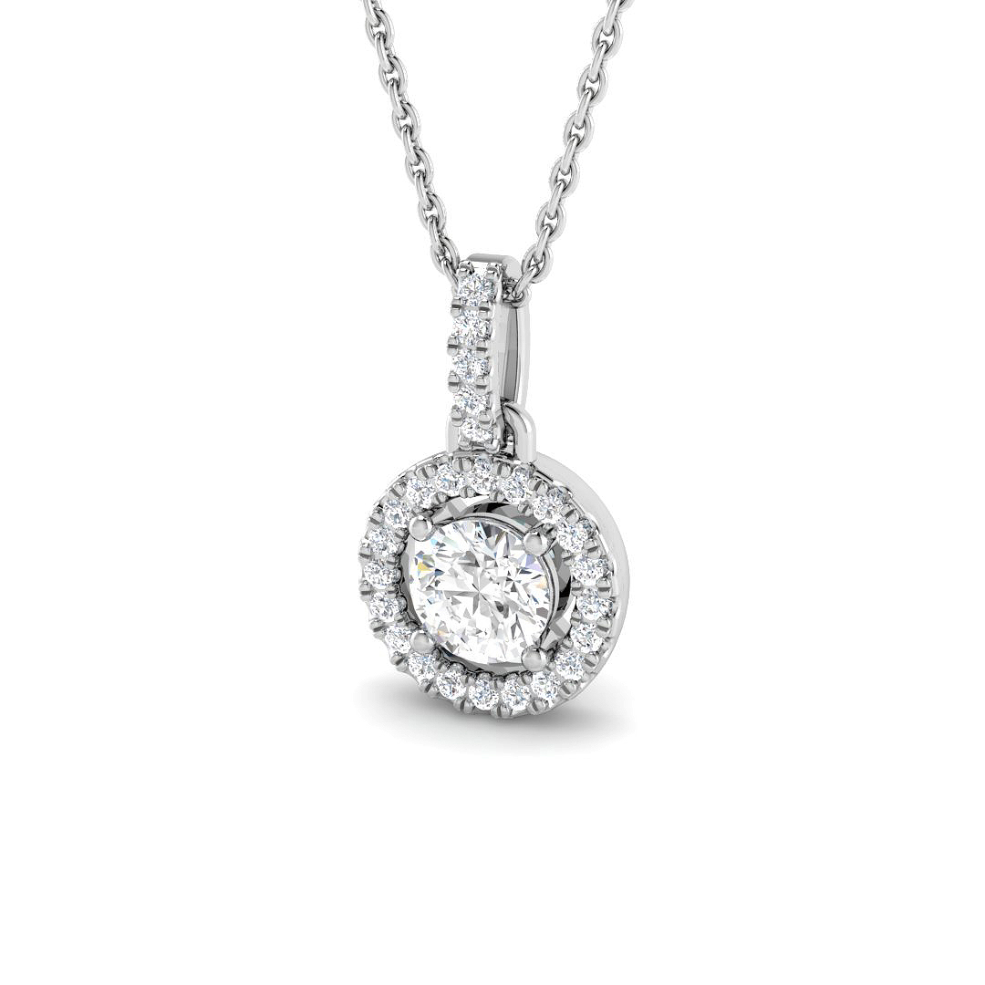 0.67ct Lab-Grown Diamond Halo Pendant in 9K White Gold