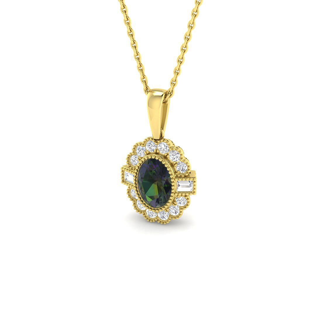 Teal Sapphire Pendant in 9K Yellow Gold