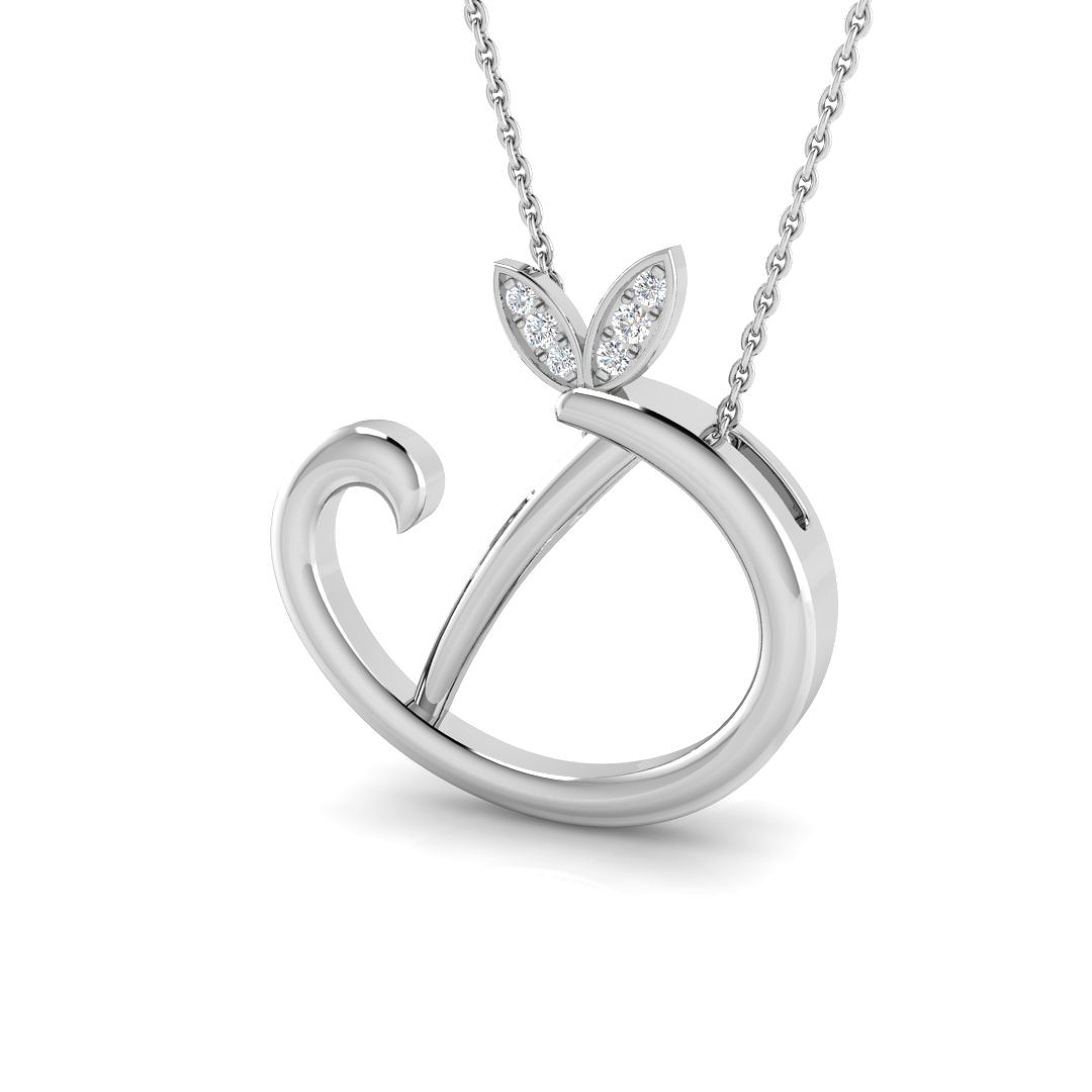 0.05ct Natural Diamond Initial Pendant in 9K White Gold