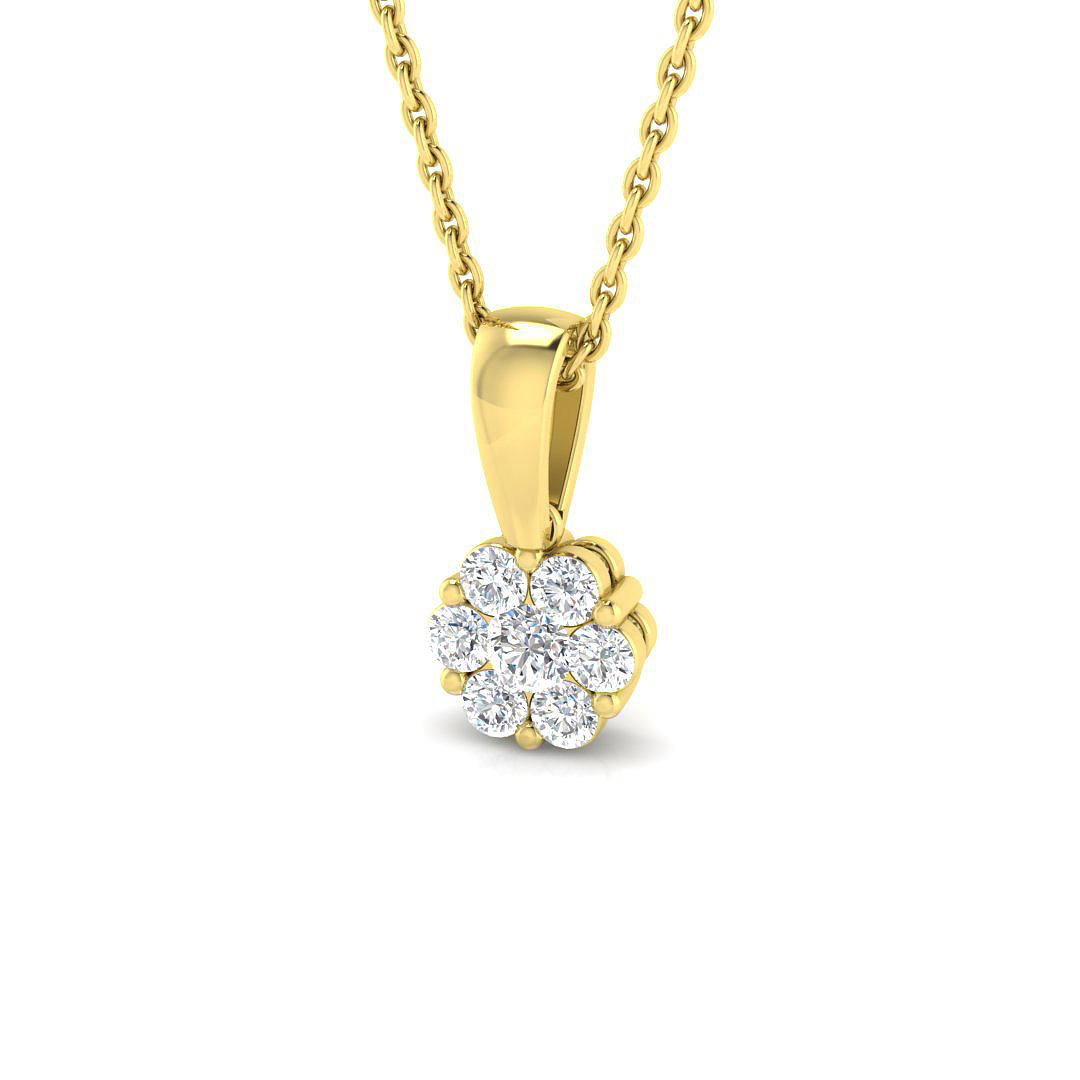 0.26ct Natural Diamond Cluster Pendant in 9K Yellow Gold
