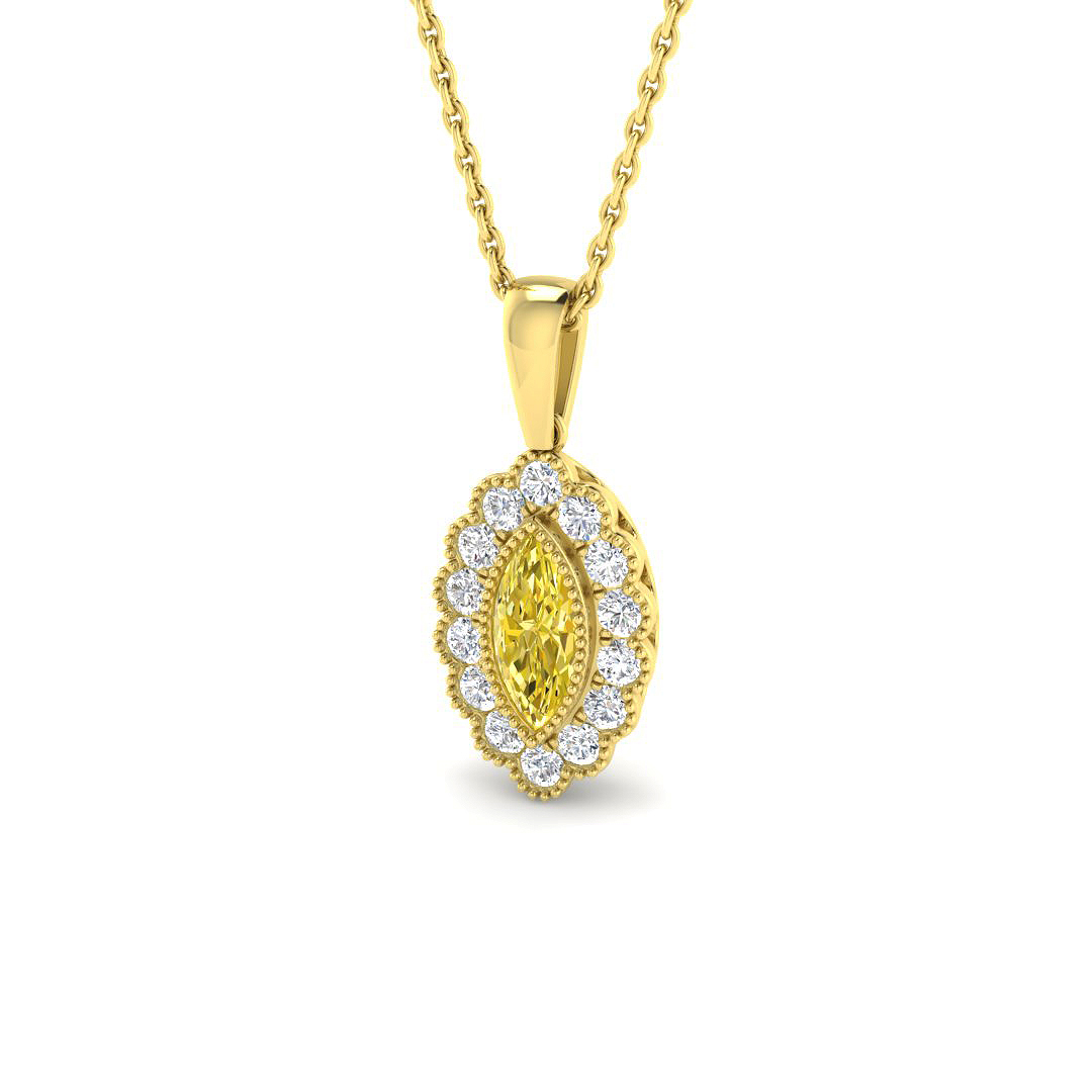 0.58ct Natural Diamond Vintage Pendant in 9K Yellow Gold