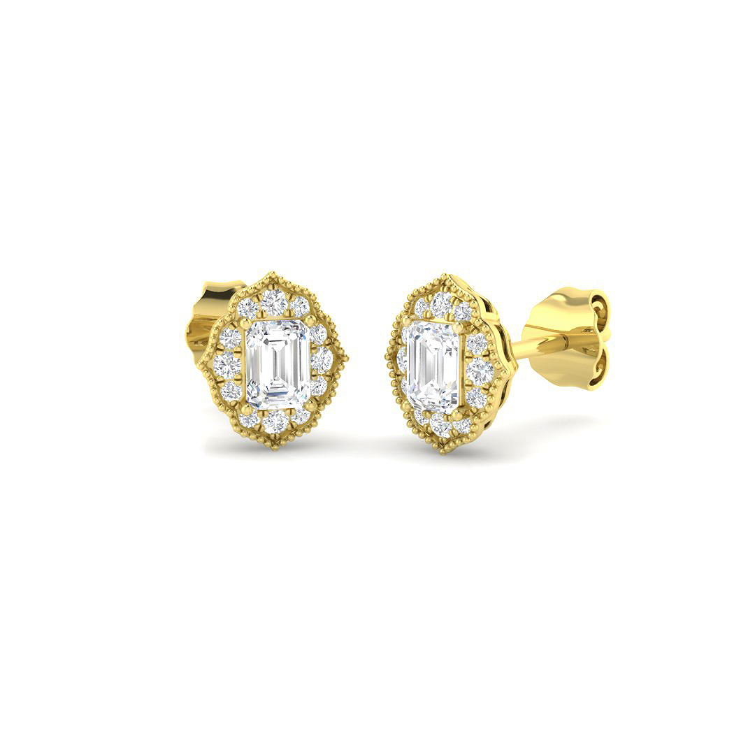 0.67ct Natural Diamond Vintage Earrings in 9K Yellow Gold