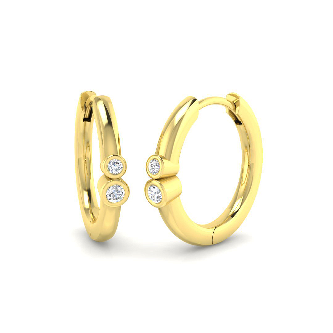 0.07ct Natural Diamond Hoop Earrings in 9K Yellow Gold