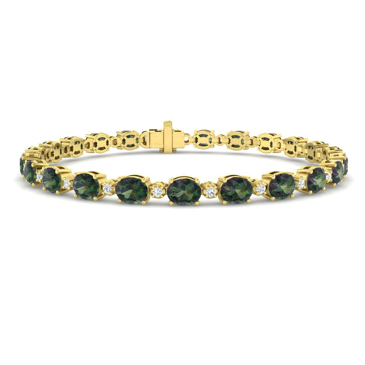 Teal Sapphire Bracelet in 9K Yellow Gold