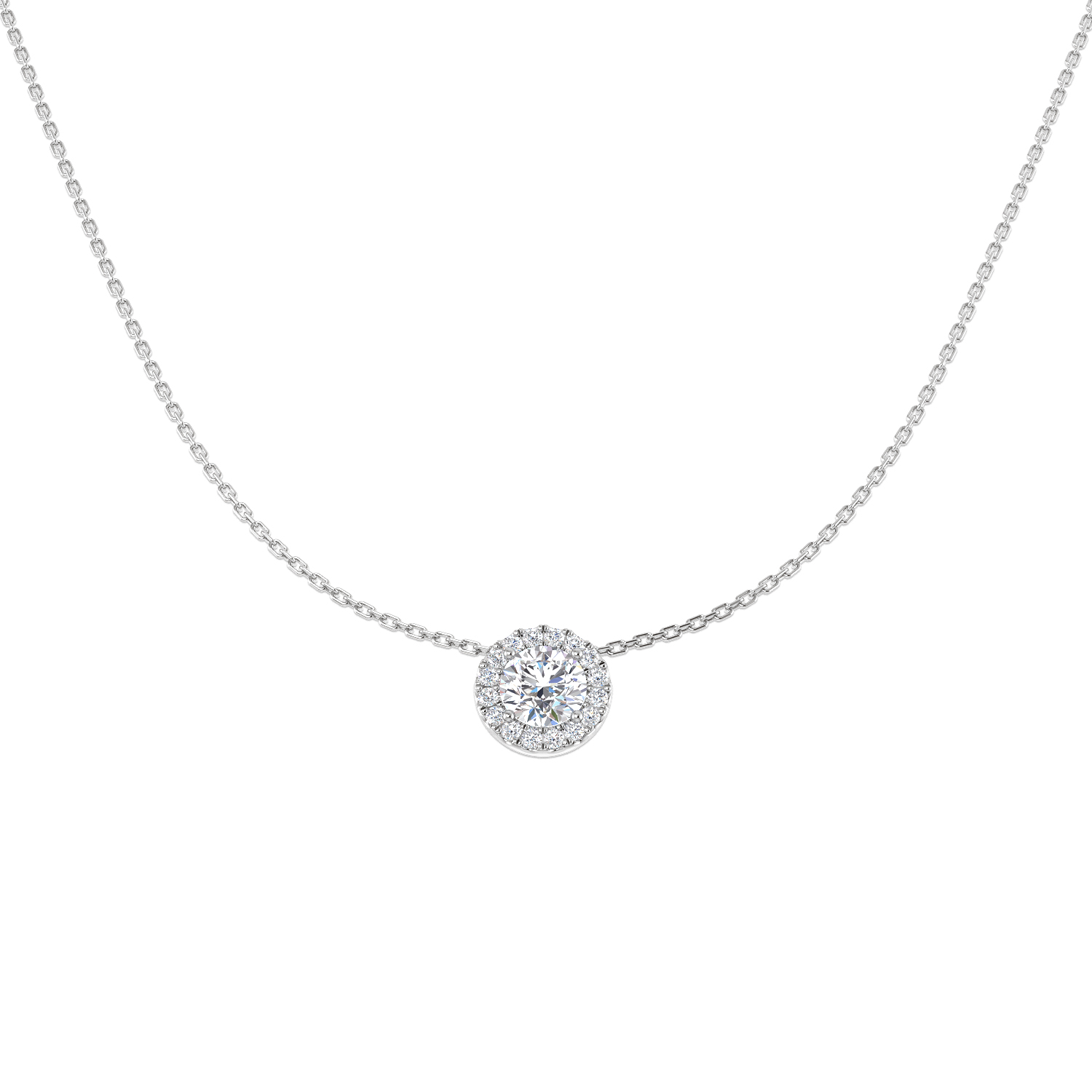 1.29ct Lab-Grown Diamond Halo Necklace in 9K White Gold