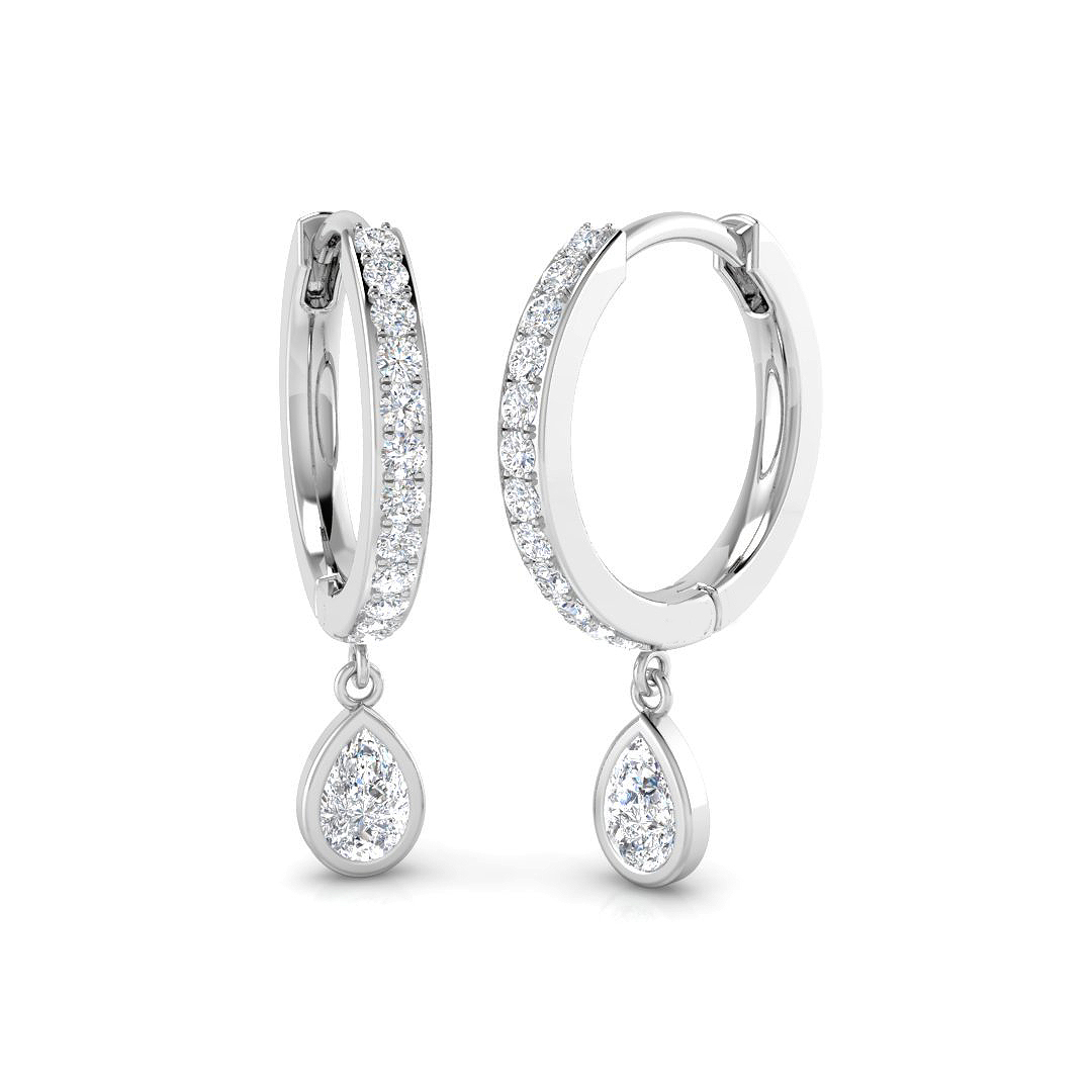 0.50ct Natural Diamond Drop & Trilogy Earrings in 18K White Gold