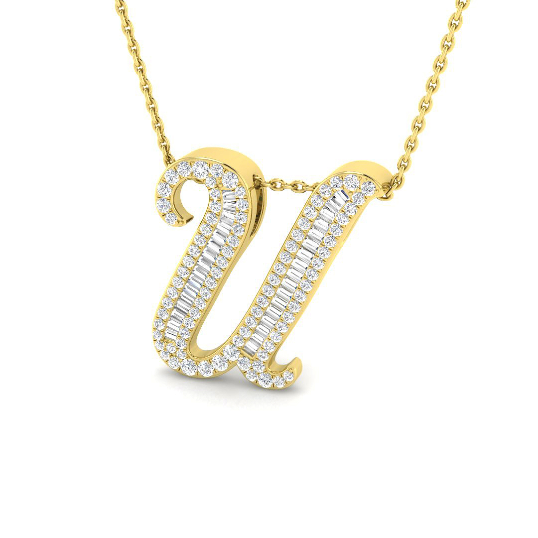 0.49ct Natural Diamond Initials Pendant in 9K Yellow Gold