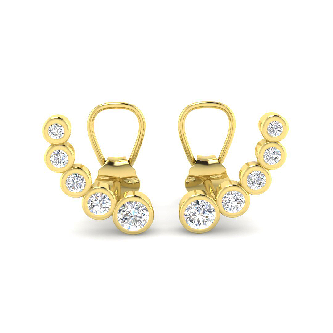 0.30ct Natural Diamond Crawlers Earrings in 9K Yellow Gold
