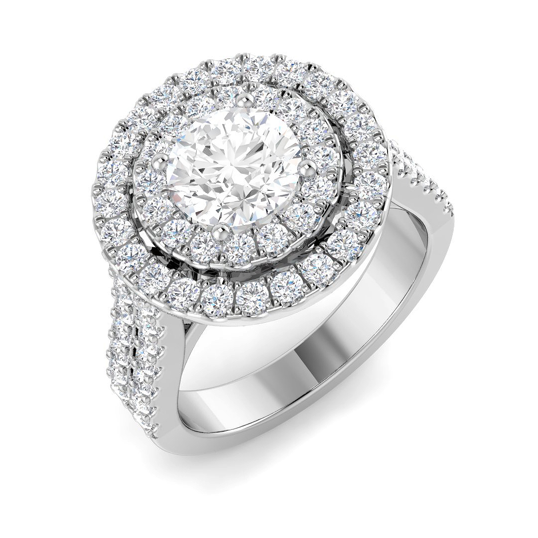 2.10ct Lab-Grown Diamond Halo Ring in 9K White Gold