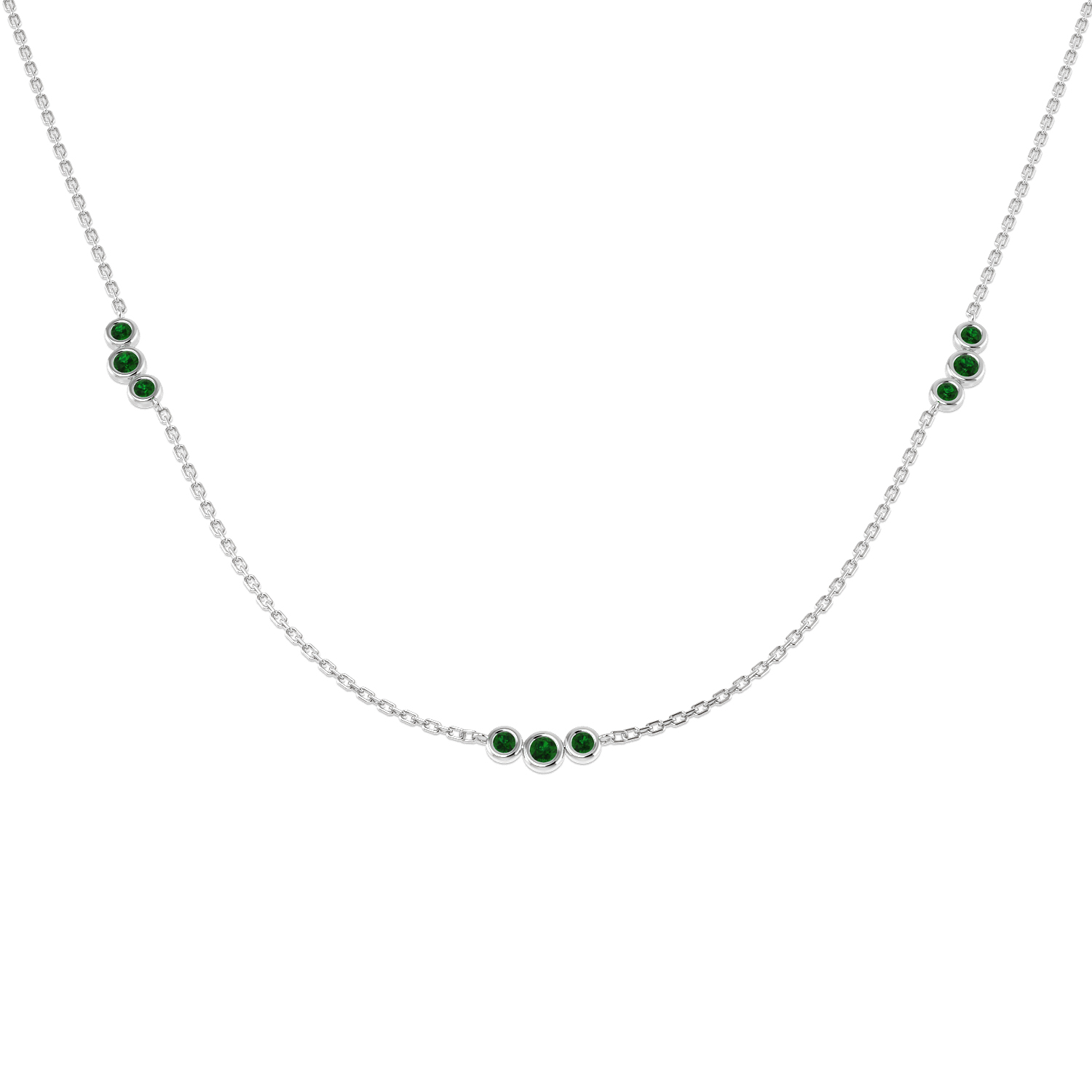 Emerald Necklace in 9K White Gold