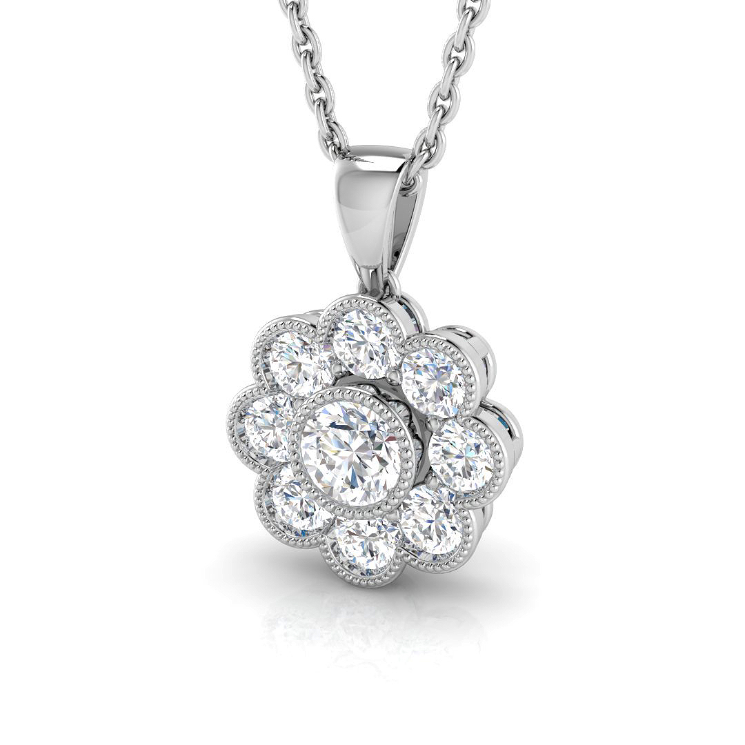 0.50ct Natural Diamond Vintage Pendant in 9K White Gold