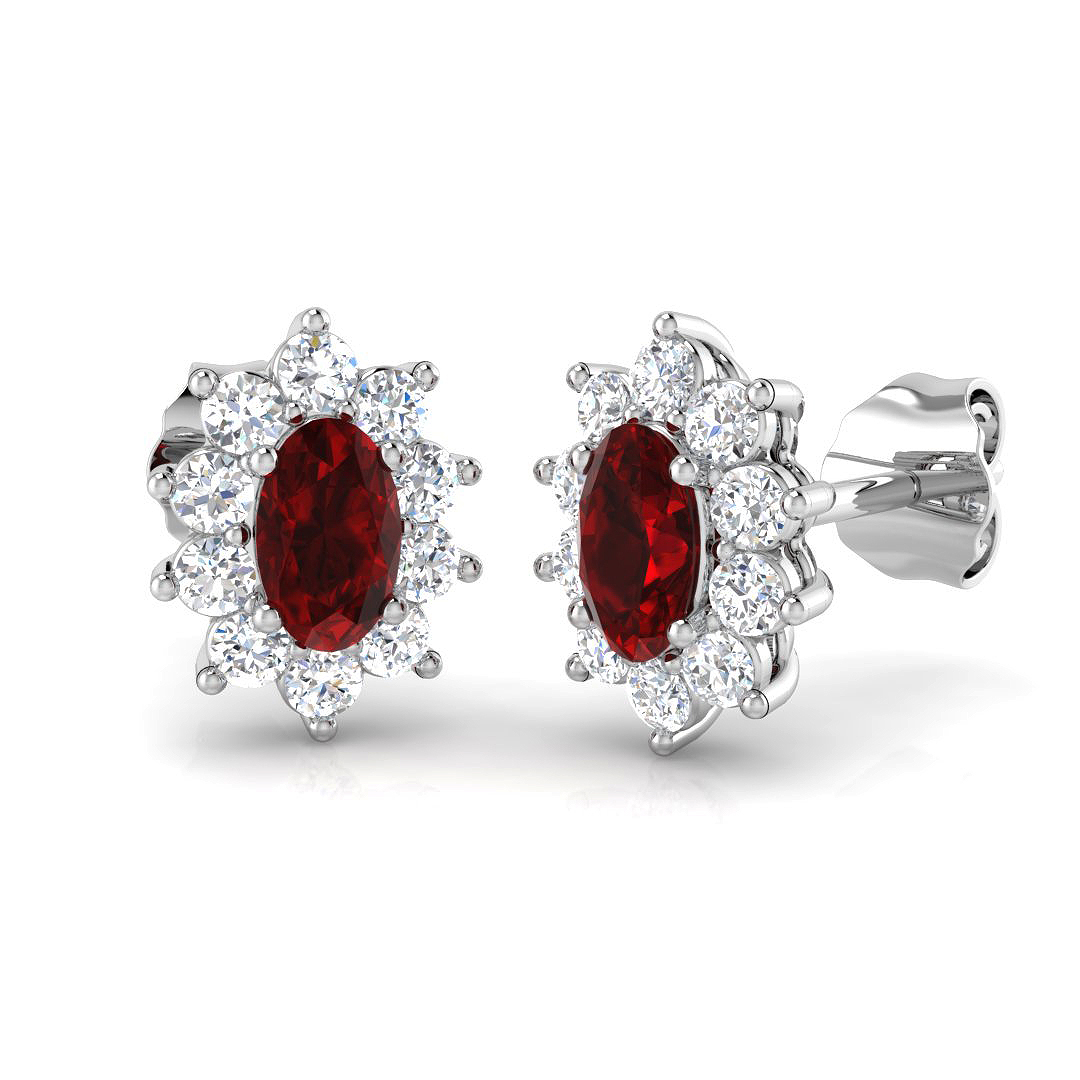 Ruby Earrings in 18K White Gold