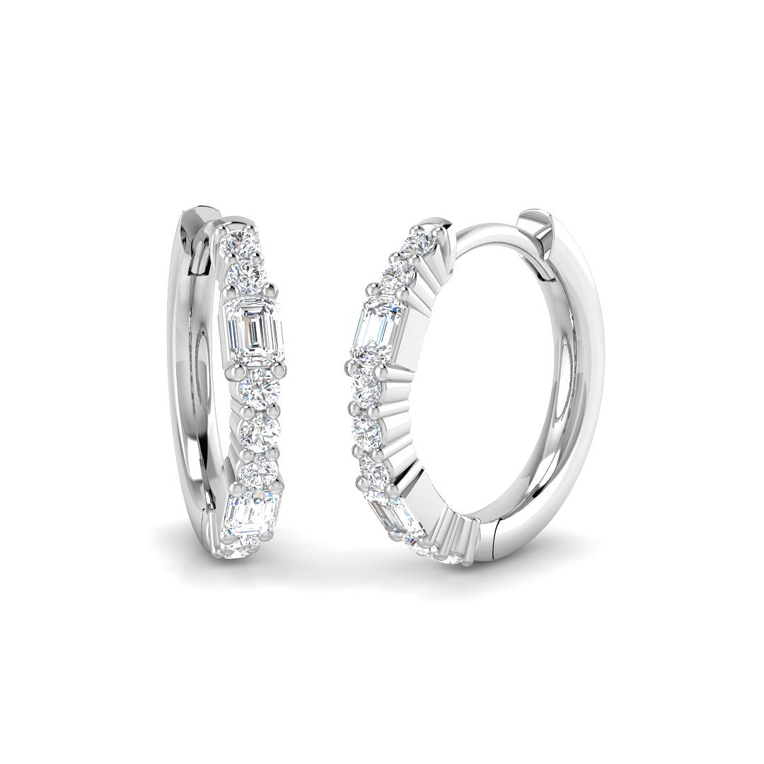 0.44ct Natural Diamond Hoops Earrings in 18K White Gold