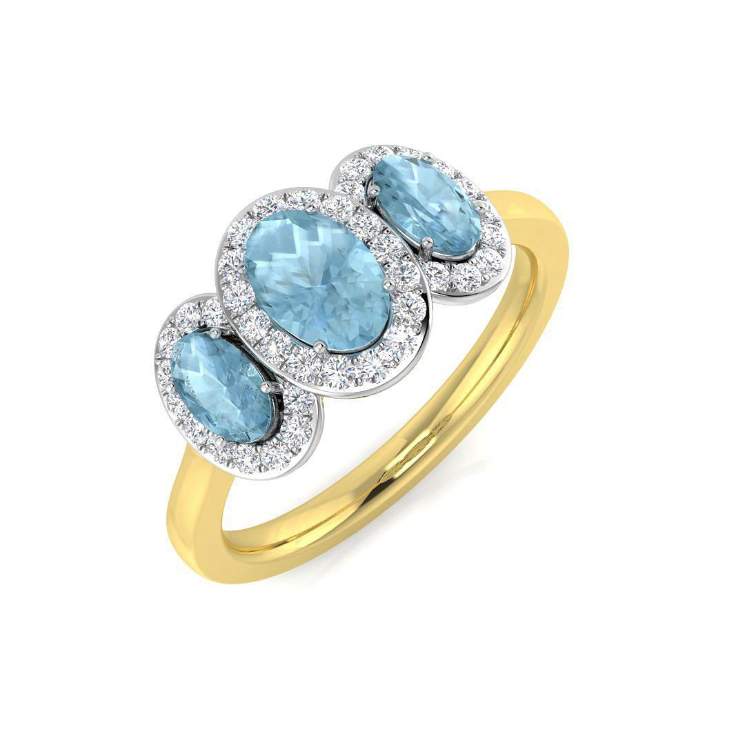 Aquamarine Ring in 18K Two Tone