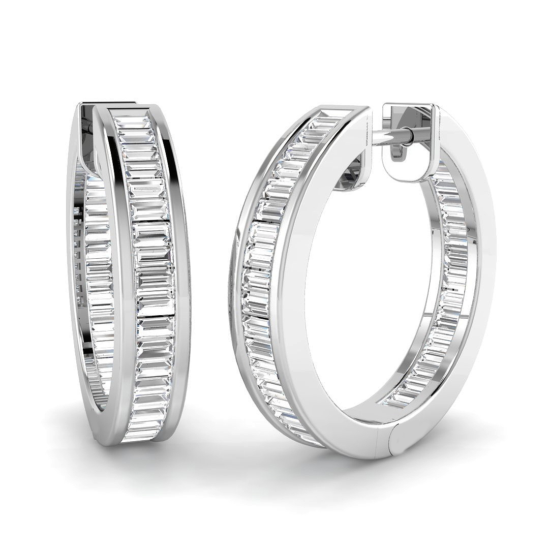 0.83ct Natural Diamond Hoops Earrings in 18K White Gold