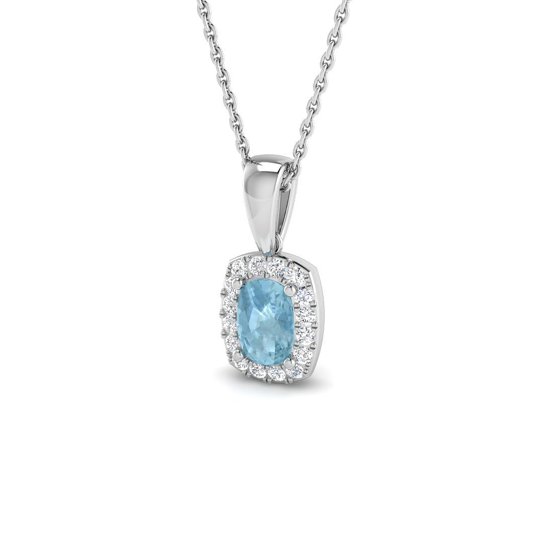 Aquamarine Pendant in 9K White Gold