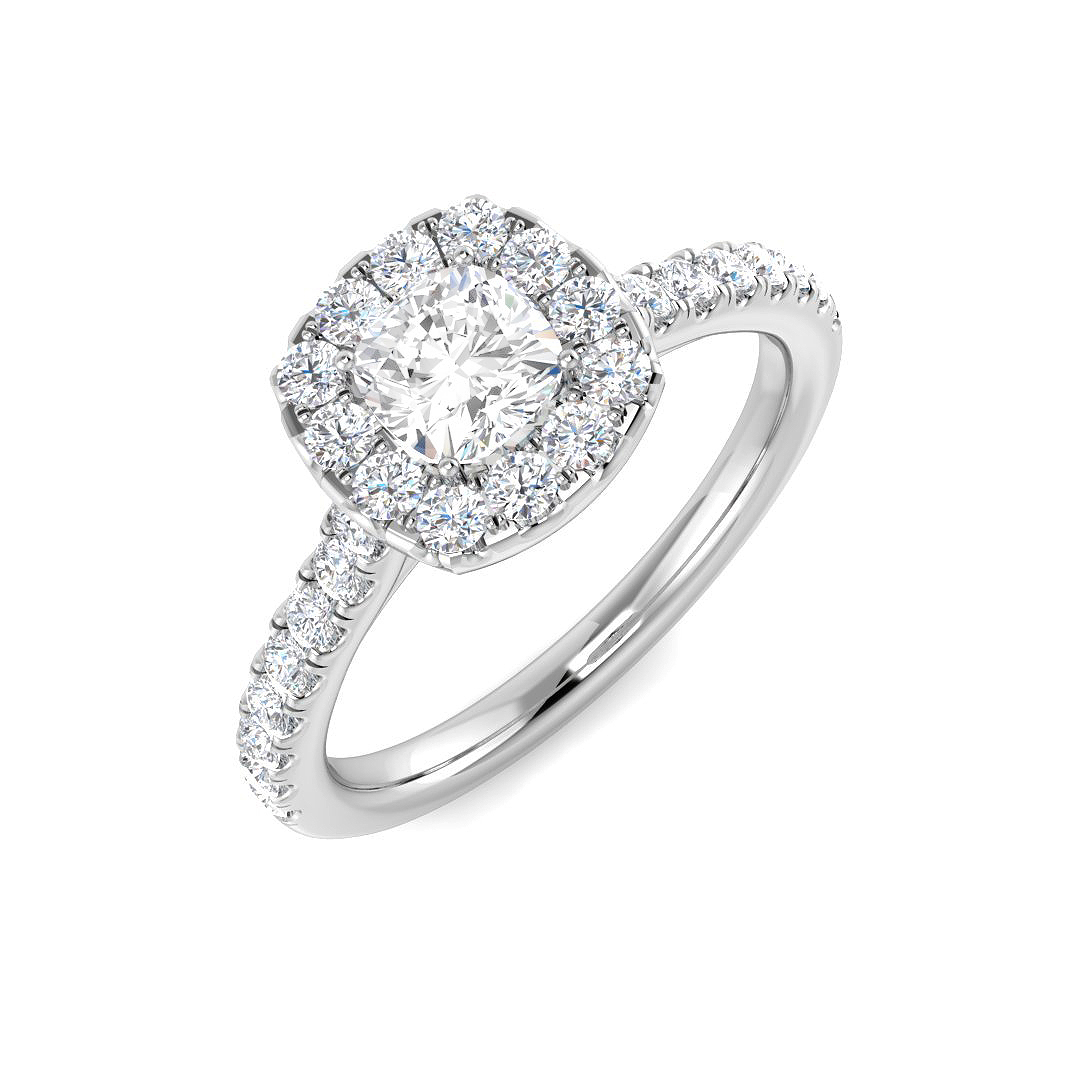 1.05ct Lab-Grown Diamond Halo Ring in 9K White Gold