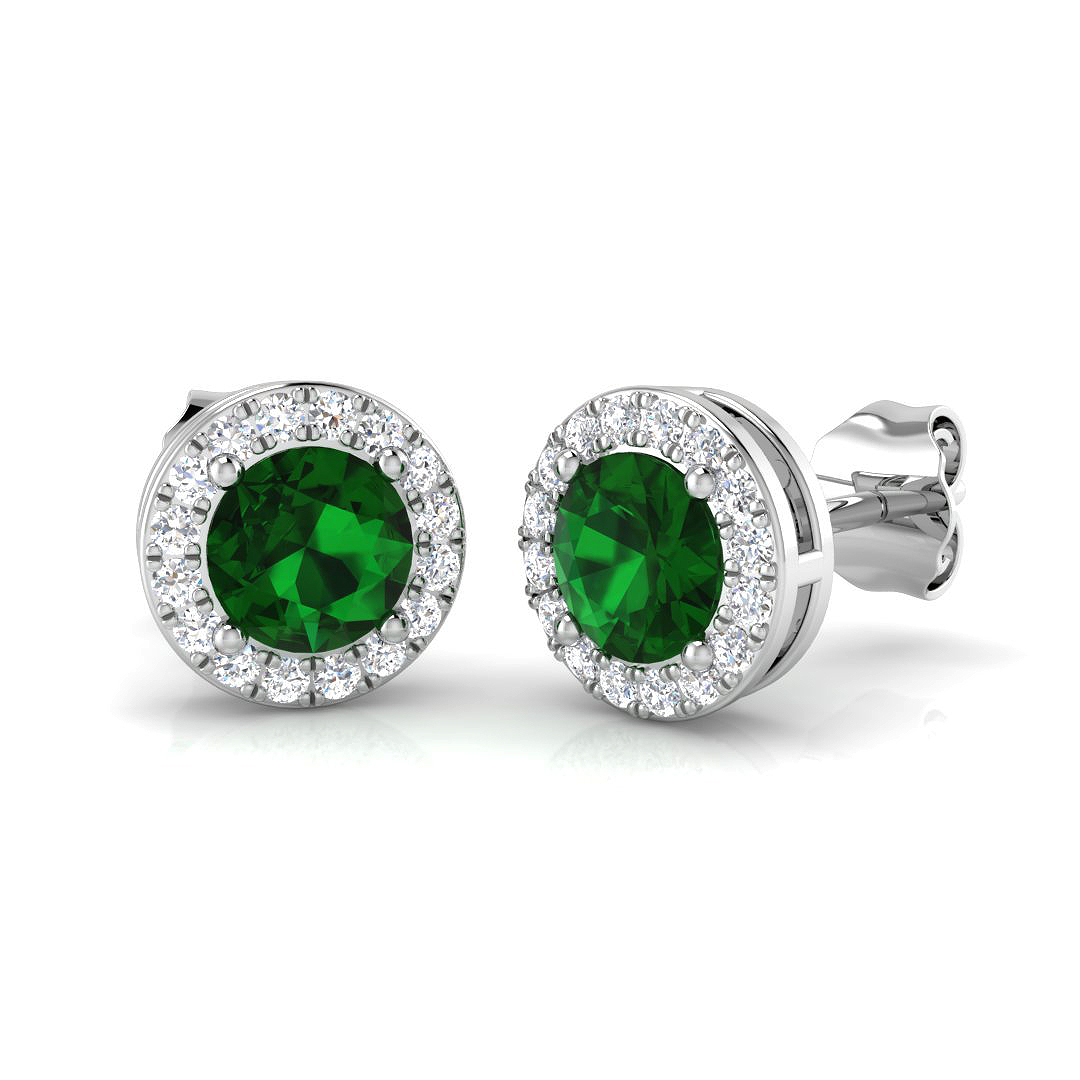 Emerald Earrings in 18K White Gold