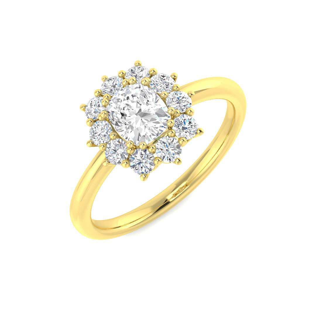 1.09ct Natural Diamond Cluster Ring in 9K Yellow Gold