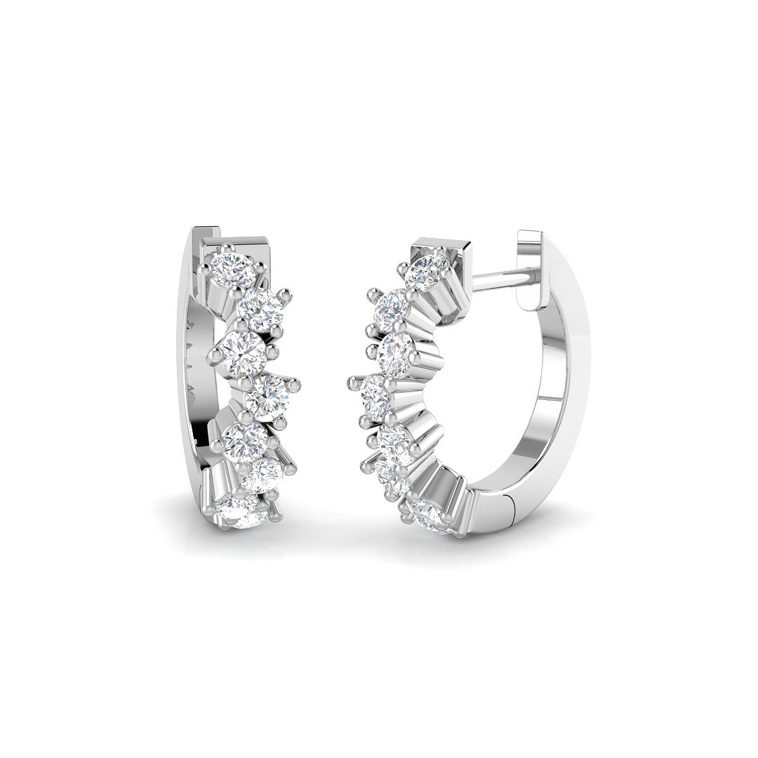0.51ct Natural Diamond Hoops Earrings in 9K White Gold