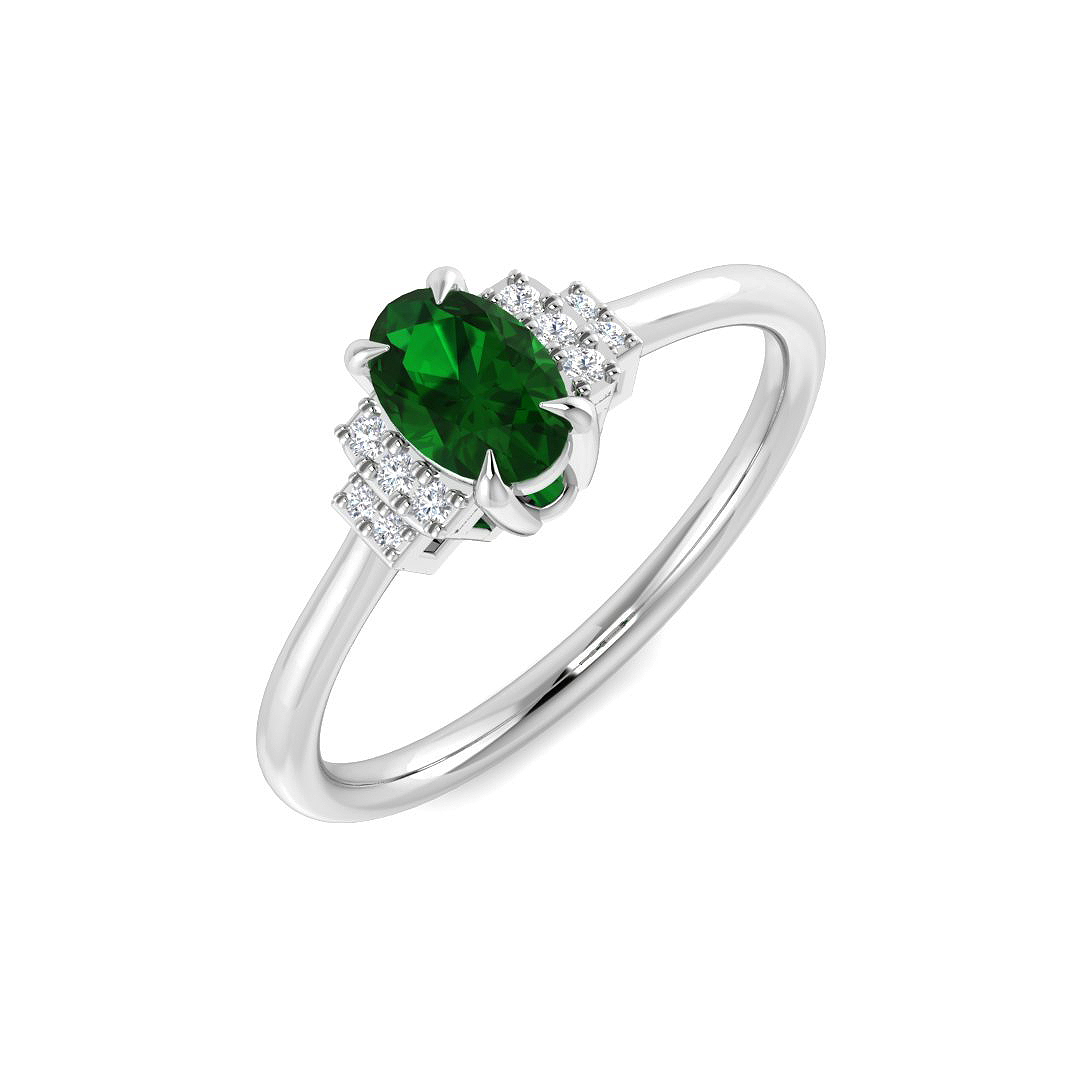 Emerald Ring in 9K White Gold